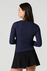Ribbed Long Sleeve Henley Top