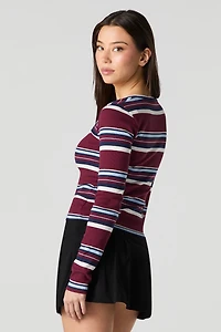 Ribbed Long Sleeve Henley Top