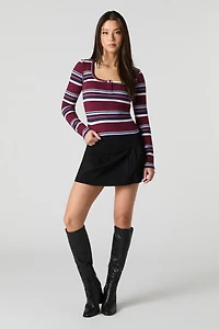 Ribbed Long Sleeve Henley Top