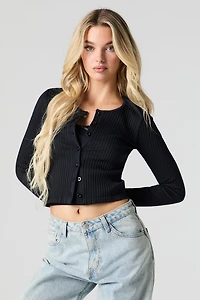 Seamless Ribbed Knit Cardigan