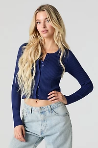 Seamless Ribbed Knit Cardigan