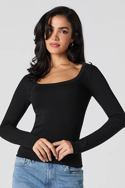 Long Sleeve Scoop Neck Top