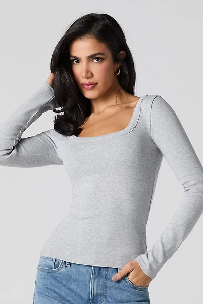 Long Sleeve Scoop Neck Top