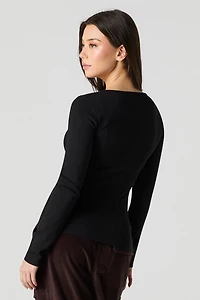 Square Neck Long Sleeve Top