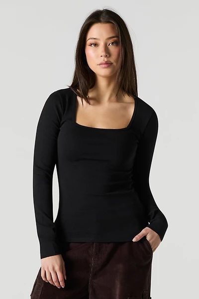 Square Neck Long Sleeve Top