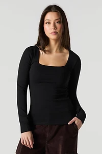 Square Neck Long Sleeve Top