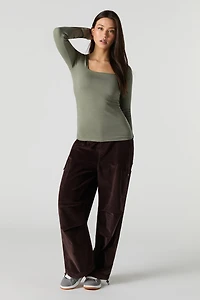 Square Neck Long Sleeve Top