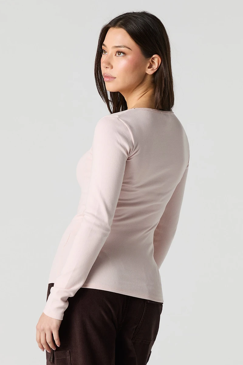 Square Neck Long Sleeve Top