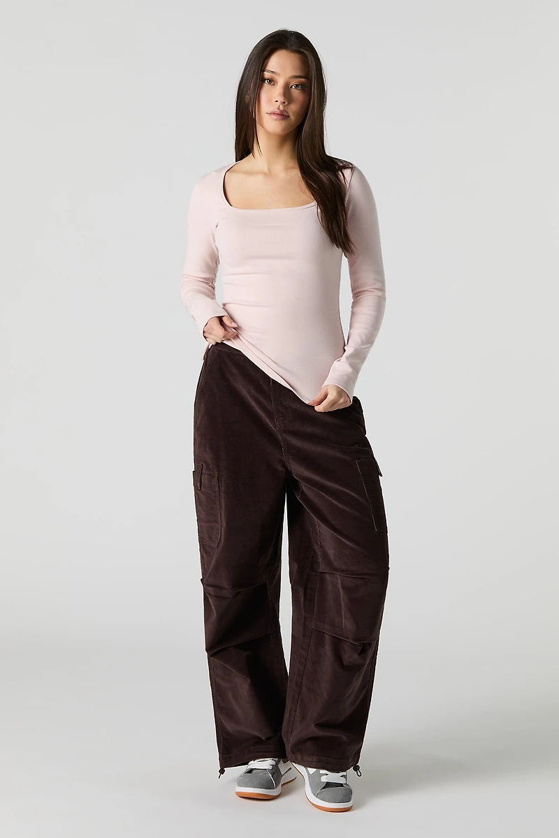 Square Neck Long Sleeve Top