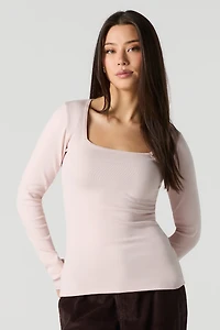 Square Neck Long Sleeve Top