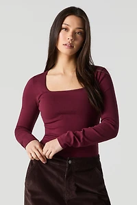 Square Neck Long Sleeve Top