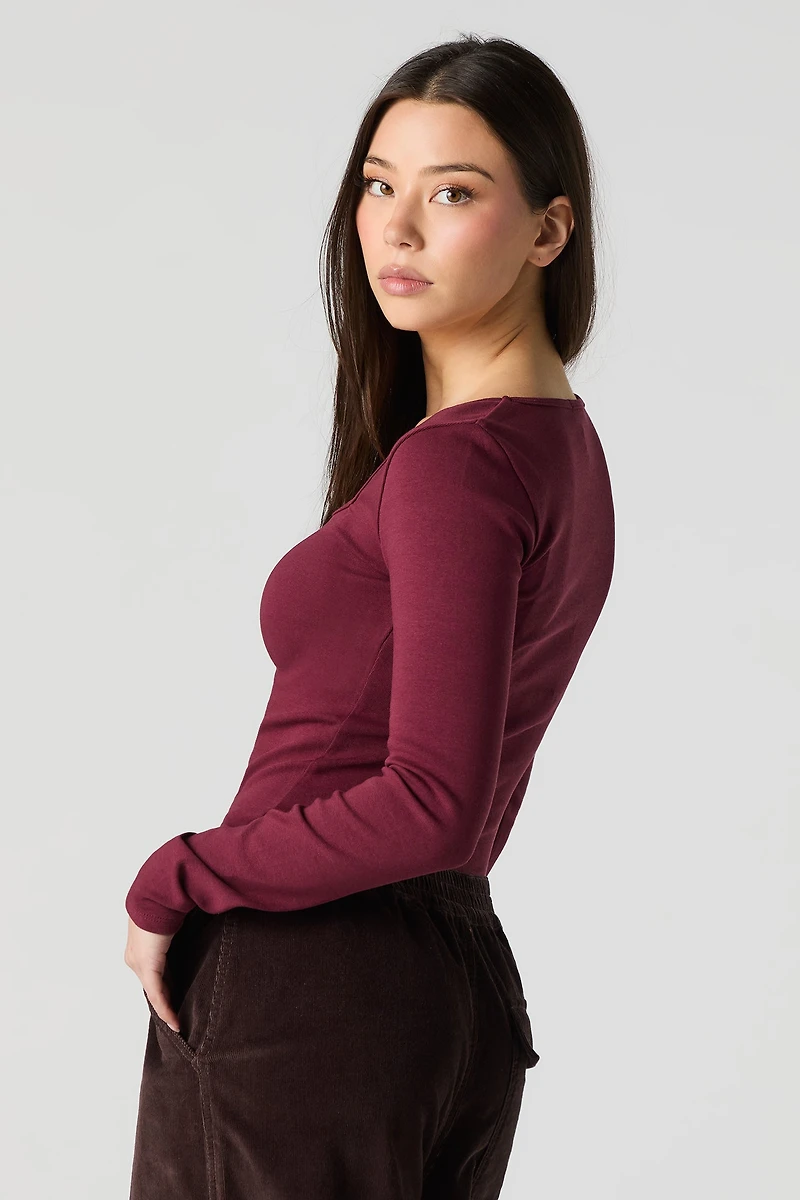 Square Neck Long Sleeve Top