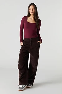 Square Neck Long Sleeve Top