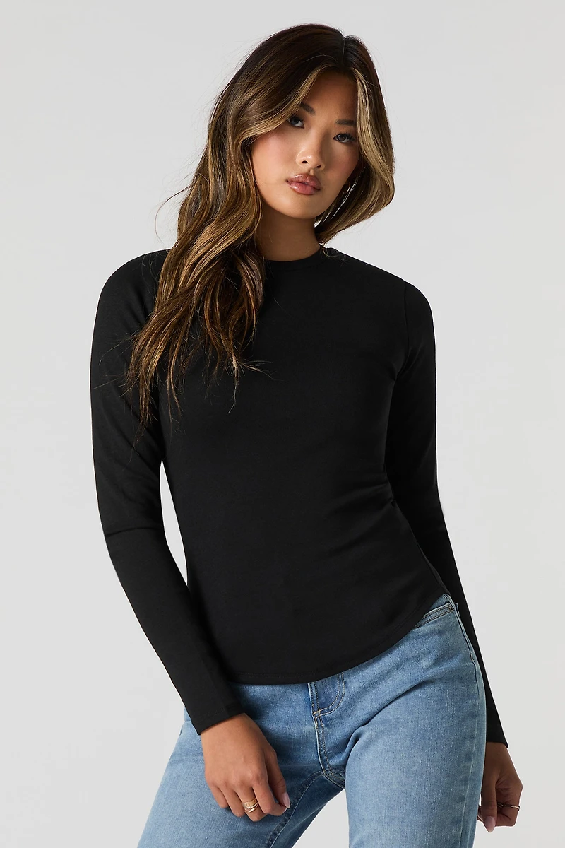 Curved Hem Long Sleeve Top