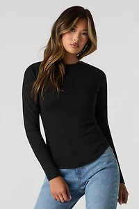 Curved Hem Long Sleeve Top