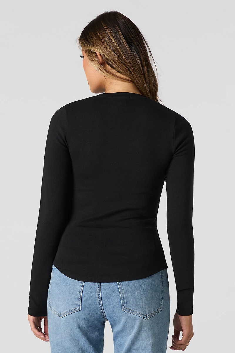 Curved Hem Long Sleeve Top