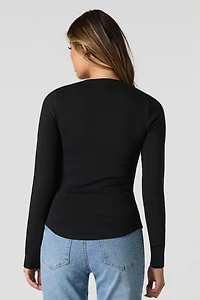 Curved Hem Long Sleeve Top