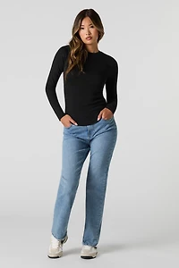 Curved Hem Long Sleeve Top