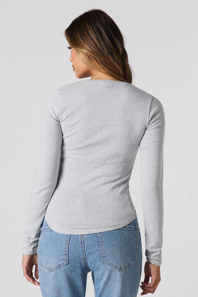 Curved Hem Long Sleeve Top