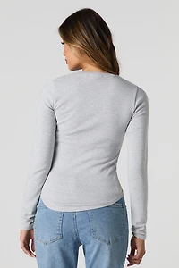 Curved Hem Long Sleeve Top