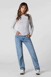 Curved Hem Long Sleeve Top
