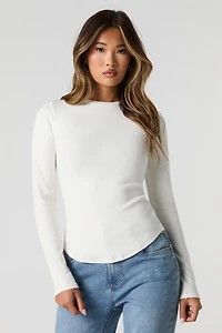 Curved Hem Long Sleeve Top