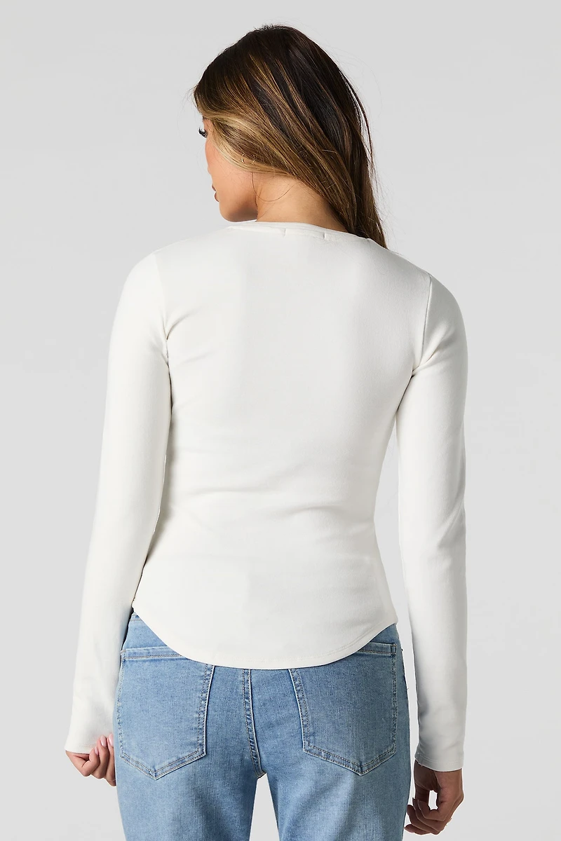Curved Hem Long Sleeve Top