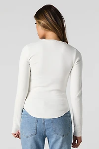 Curved Hem Long Sleeve Top
