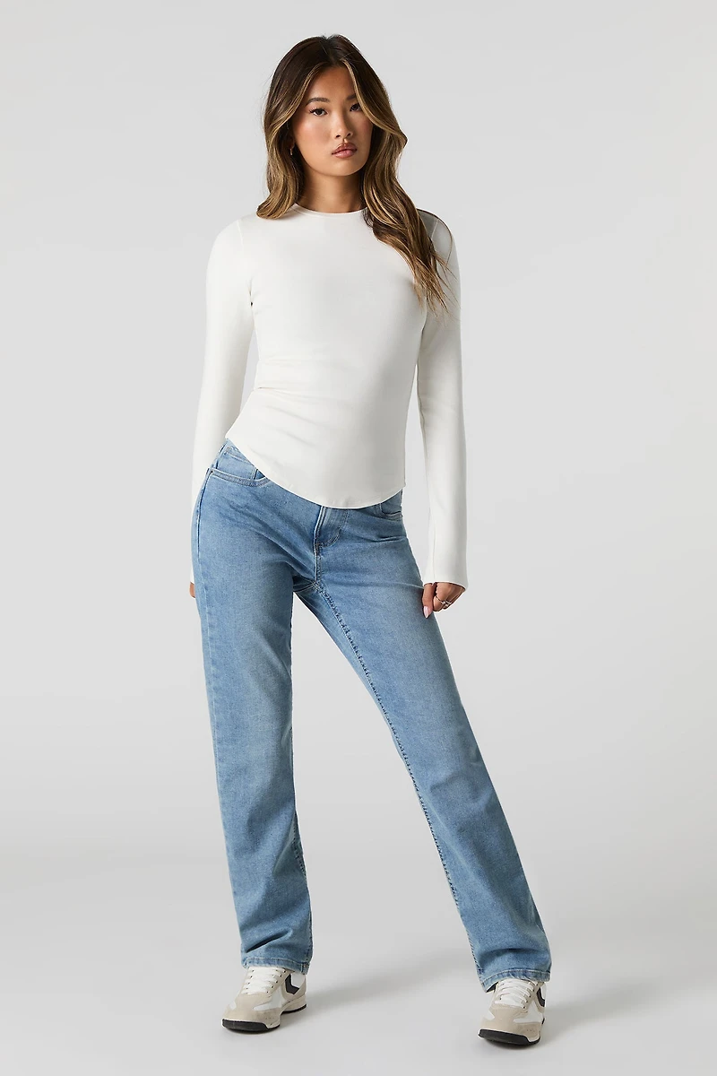Curved Hem Long Sleeve Top
