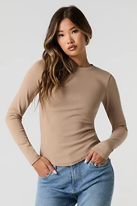 Curved Hem Long Sleeve Top