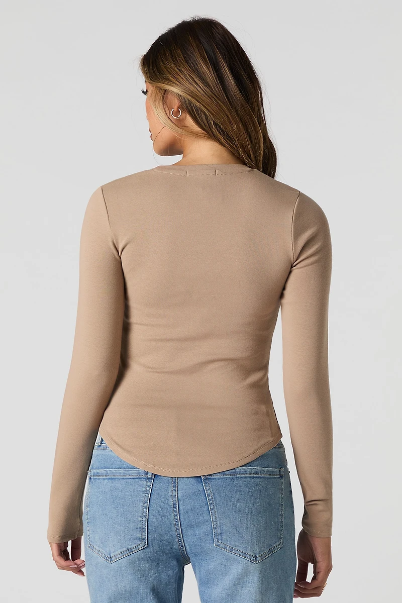 Curved Hem Long Sleeve Top