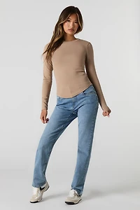 Curved Hem Long Sleeve Top