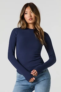Curved Hem Long Sleeve Top