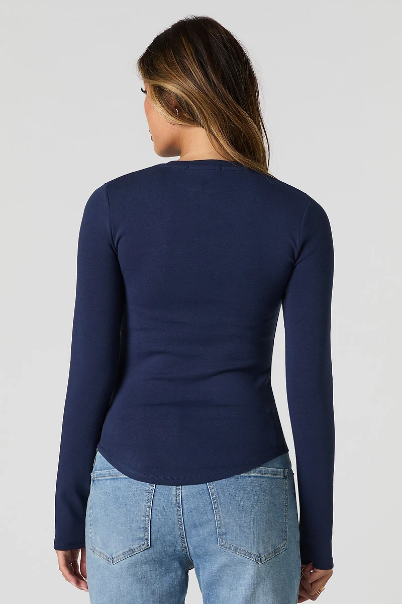 Curved Hem Long Sleeve Top
