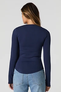 Curved Hem Long Sleeve Top