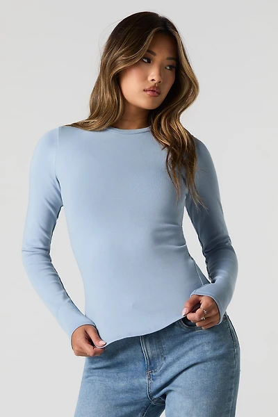 Curved Hem Long Sleeve Top
