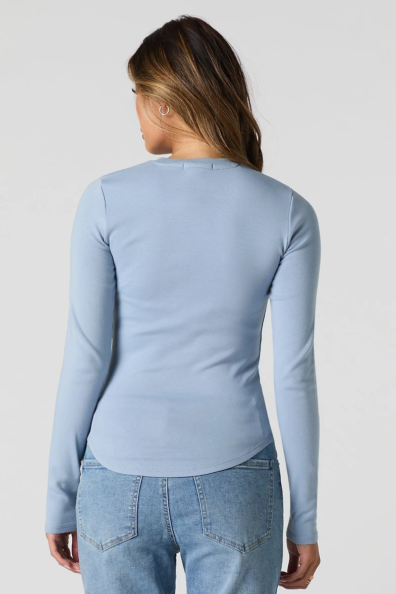 Curved Hem Long Sleeve Top