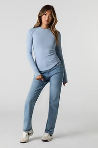 Curved Hem Long Sleeve Top