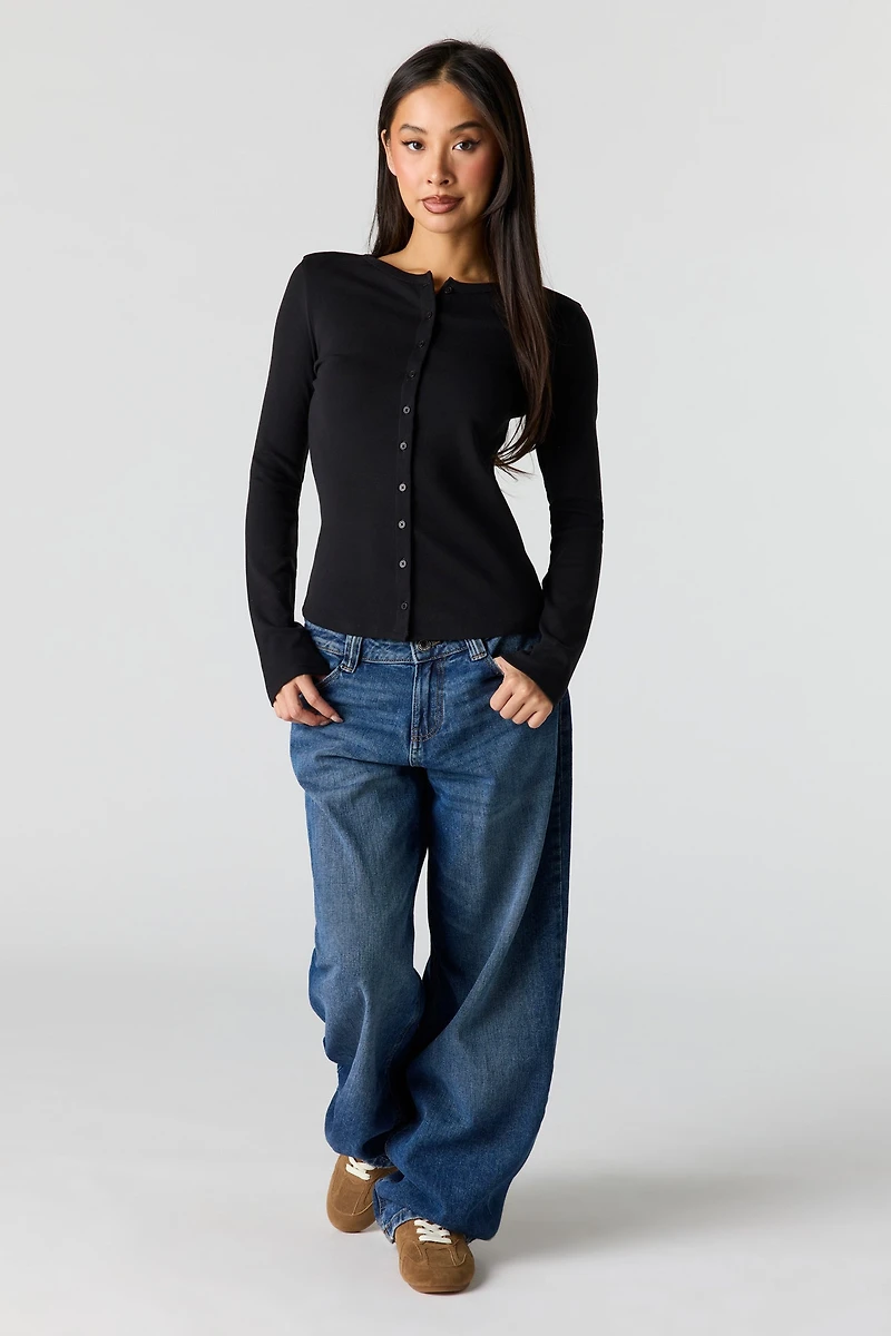 Button-Up Long Sleeve Top