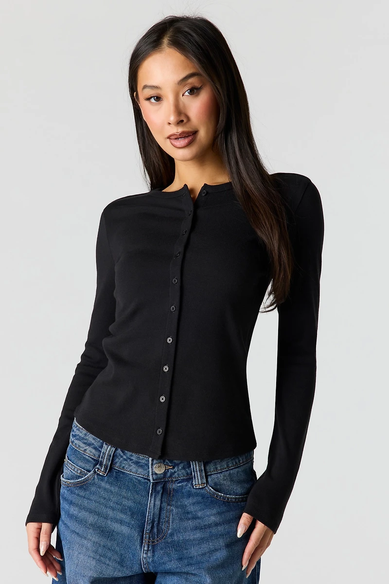 Button-Up Long Sleeve Top