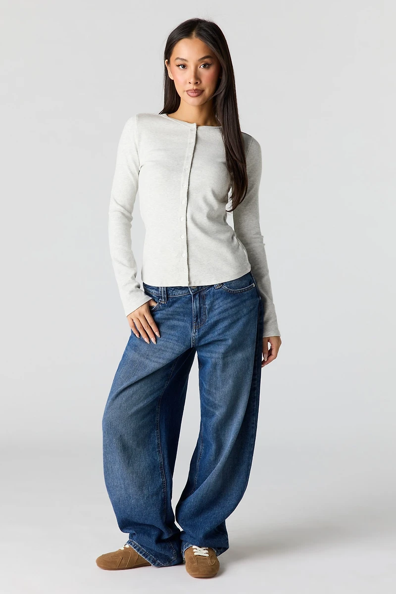 Button-Up Long Sleeve Top