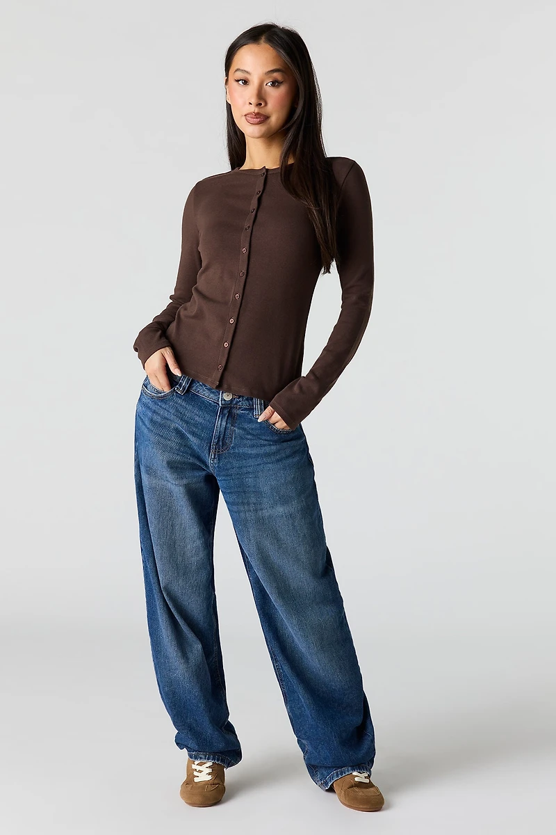Button-Up Long Sleeve Top