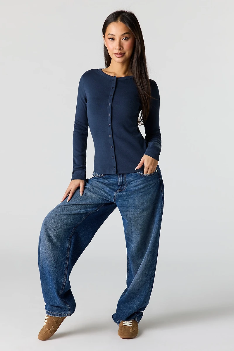 Button-Up Long Sleeve Top