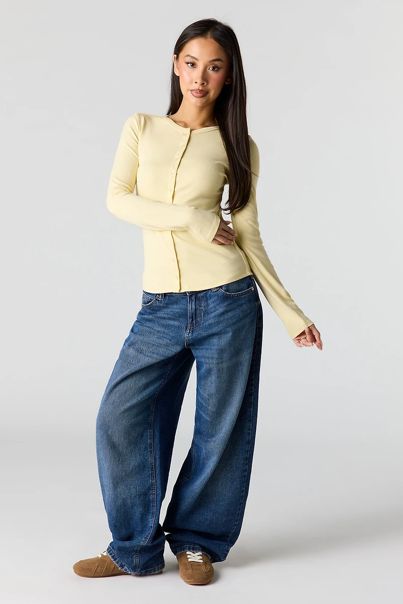 Button-Up Long Sleeve Top