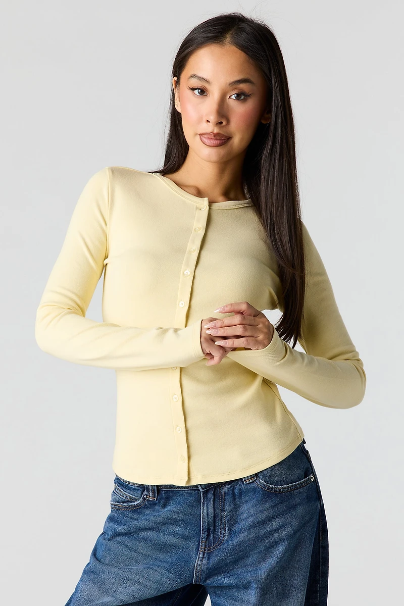 Button-Up Long Sleeve Top