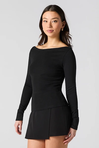 Boat Neck Long Sleeve Top