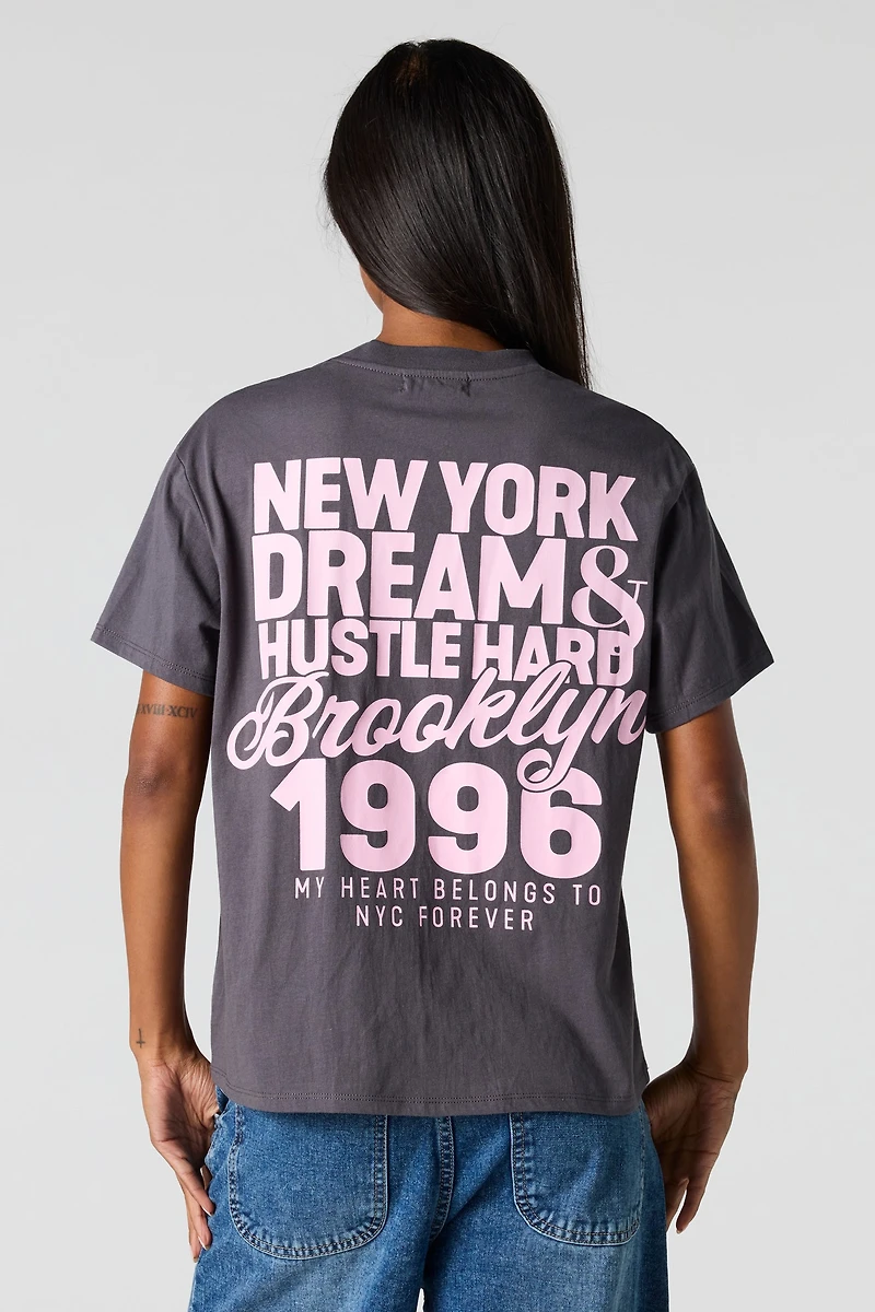 NYC Puffed Print Boxy Boyfriend T-Shirt