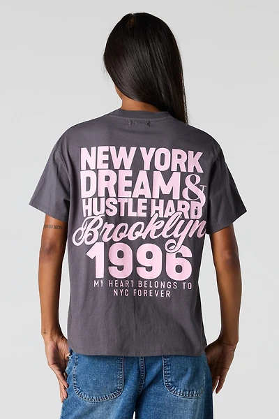 NYC Puffed Print Boxy Boyfriend T-Shirt