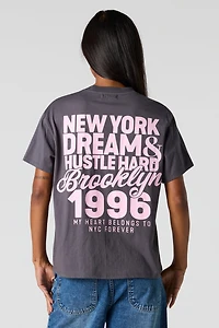 NYC Puffed Print Boxy Boyfriend T-Shirt