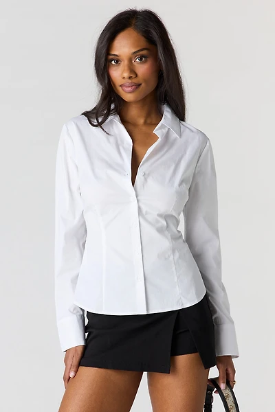 Haut boutonné ajusté à manches longues